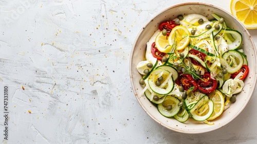 Vibrant Mozzarella and Raw Zucchini Salad with a Chili Kick