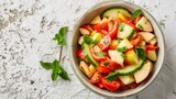 Vibrant Salad Tunisienne with Juicy Tomatoes and Cucumber