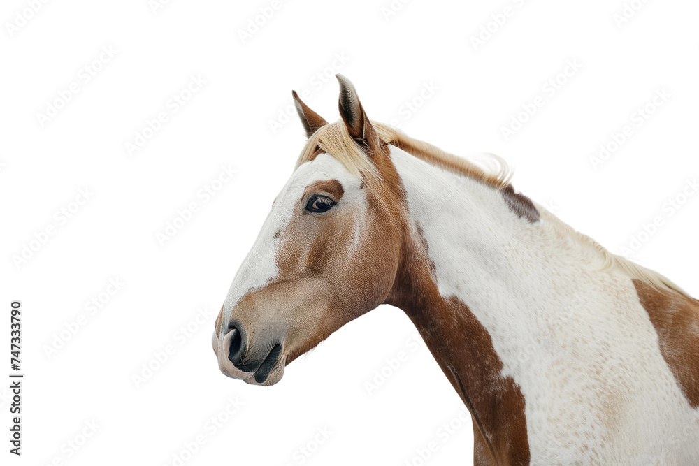 Tobiano Horse Breed on Transparent Background.