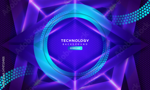 Abstract dark background with hexagonal shape blue colour