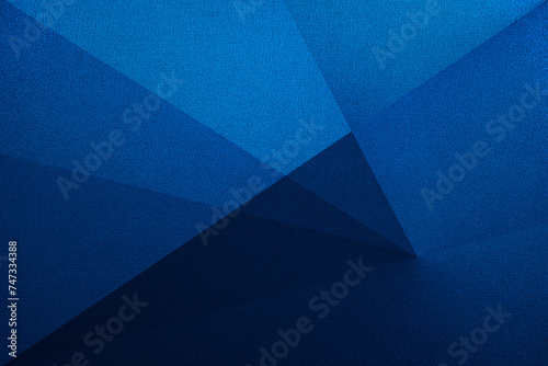 Black dark navy blue silver abstract pattern background. Geometric shape. Line triangle angle fold polygon diamond 3D. Color gradient ombre. Rough grain noise. Light shadow. Matte shimmer. Minimal..