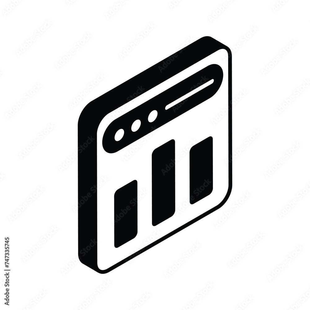 An icon of web analysis in trendy isometric style isolated on white background An icon of web analysis in trendy isometric style isolated on white background