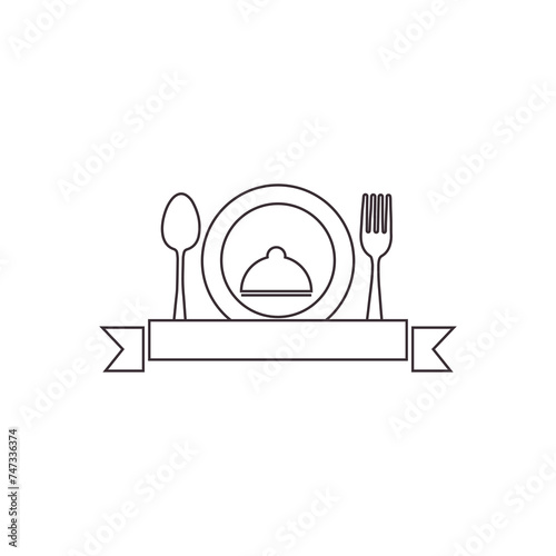 restaurant menu line badge icon logo vector