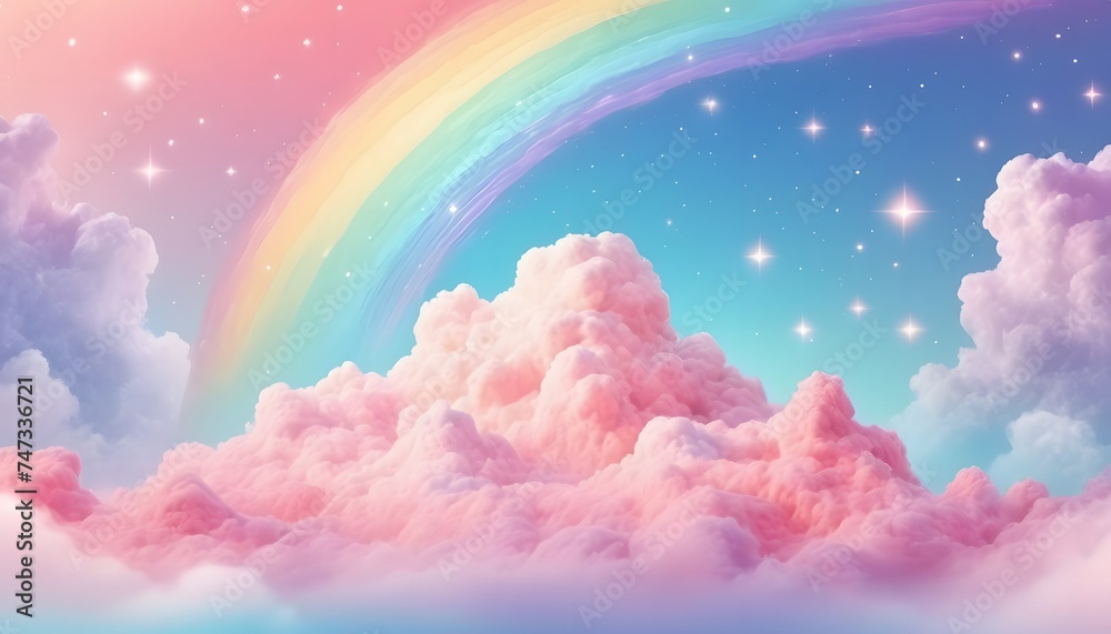 A pastel rainbow unicorn background including sparkling stars. A hazy, pink fantasy sky. Charming holographic area.  Fairy iridescent gradient backdrop Backgrounds