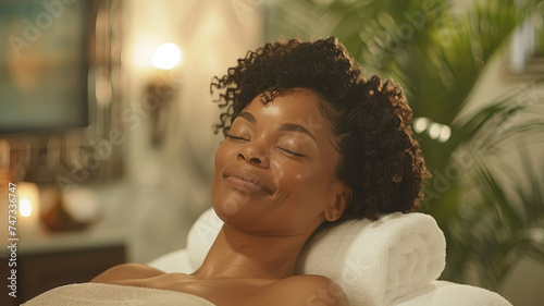 Young woman enjoying spa.