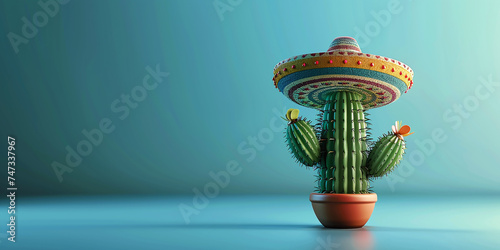 Cinco de Mayo Cactus wearing a Mexican sombrero hat