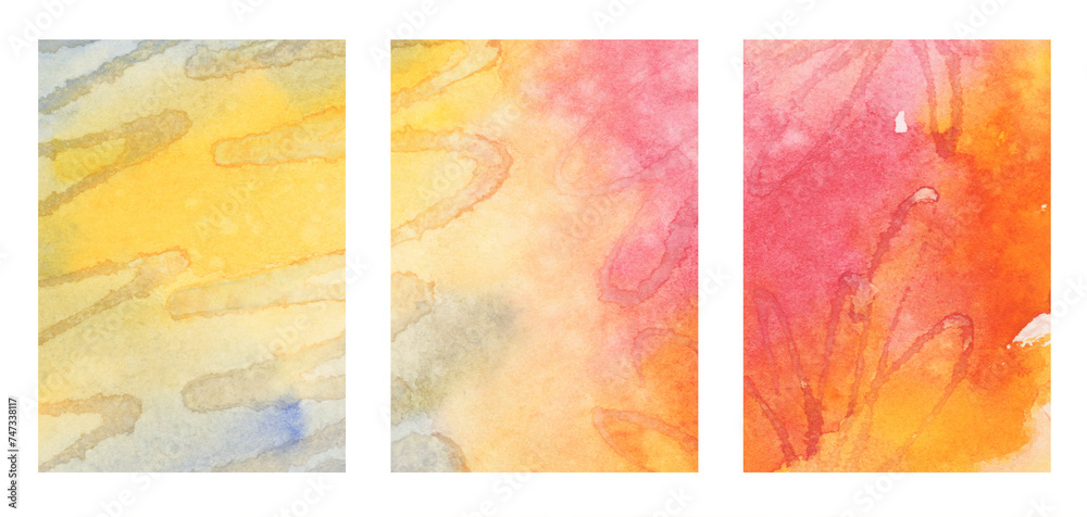 A set of watercolor backgrounds with a place for text.
