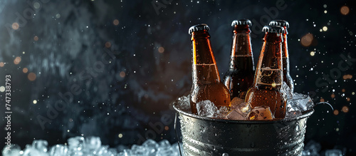 beer bottles in an ice bucket photo