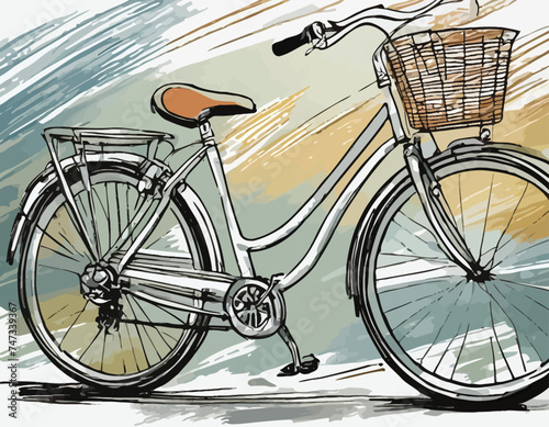 Hand drawn vector illustration of a sketch with a bicycle
