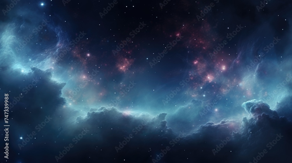 Nebula and stars in space. Digital art design with a cosmic theme.
