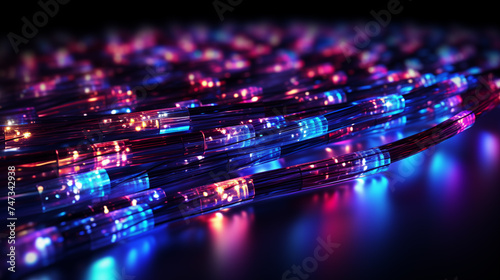 Date cable multicolored neon closeup