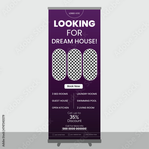Home sale standee design and template luxury home roll up banner design
