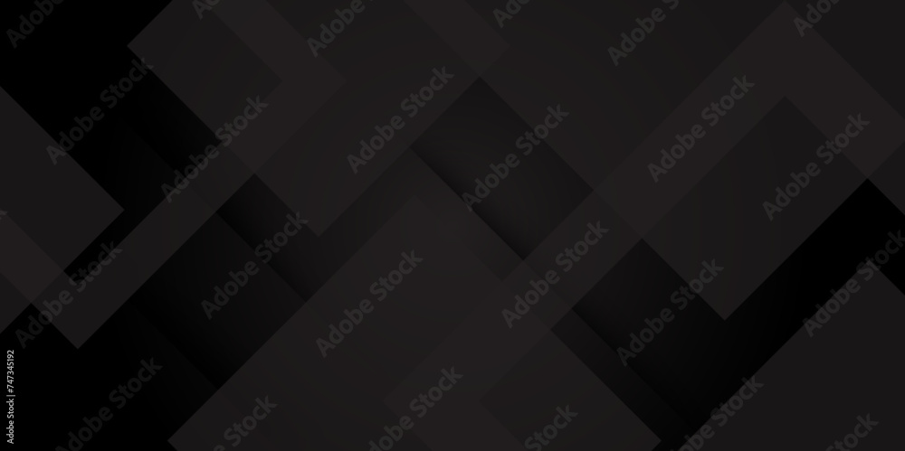 Black color square pattern on banner with shadow. Abstract black and grey color geometric background with copy space. Modern and minimal concept. You can use for cover, poster, banner web. - obrazy, fototapety, plakaty 