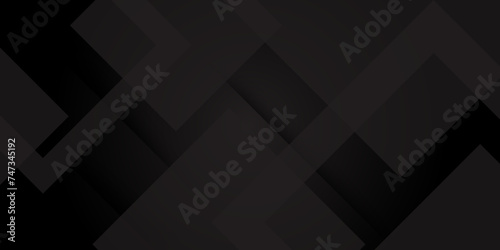 Black color square pattern on banner with shadow. Abstract black and grey color geometric background with copy space. Modern and minimal concept. You can use for cover, poster, banner web.