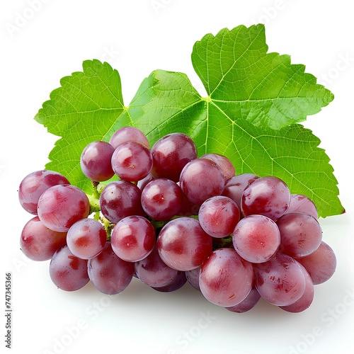 Grapes isolated on white background with shadow. Red Flame seedless grapes isolated. Grapes for wine making photo