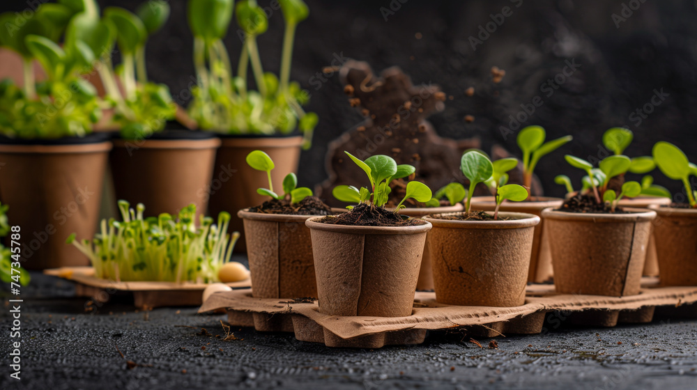Organic Seedlings in Biodegradable Starter Pots Organic Seedlings in Biodegradable Starter Pots