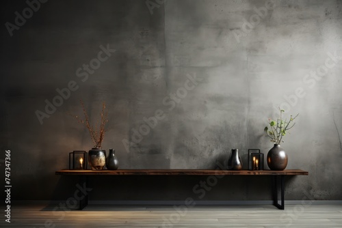 Wooden Table With Flower-Filled Vases Generative AI