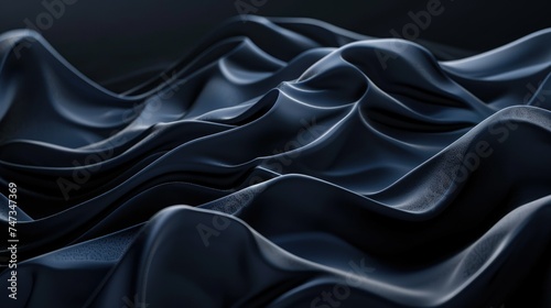 Soft and smooth dark blue silk. The fabric is draped in elegant folds, creating a luxurious and sensual look. photo
