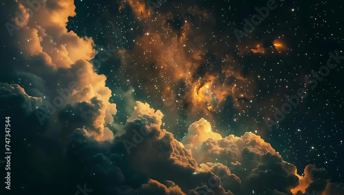 a dark space full of bright stars and clouds in the s photo