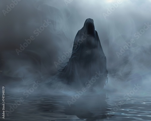 Black Ghost emerging from the mist a spectral reminder of the seas mysteries and the tales of those who roam it