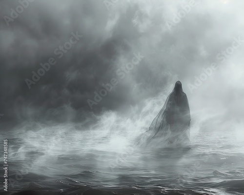 Black Ghost emerging from the mist a spectral reminder of the seas mysteries and the tales of those who roam it