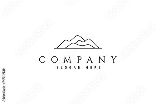 Simple Hill abstract linear outline logo design