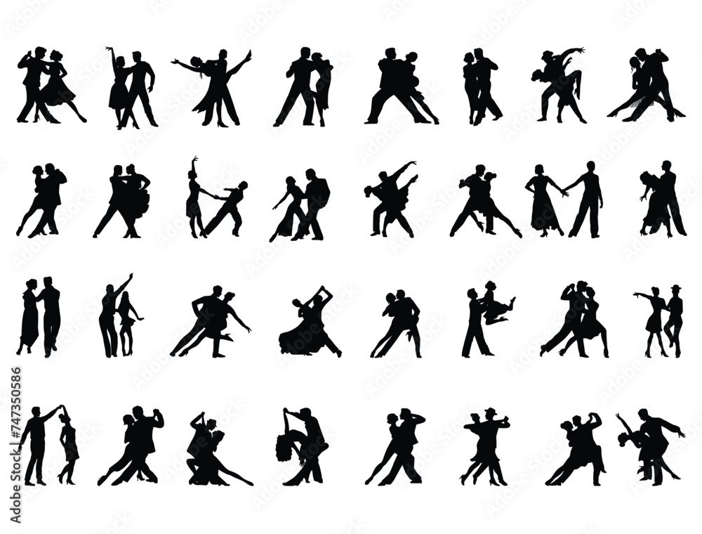 Dancing couple silhouette vector art white background Dancing couple silhouette vector art white background