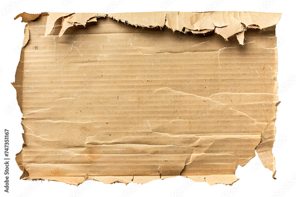 ripped cardboard piece paper note Isolated on a white or transparent background 