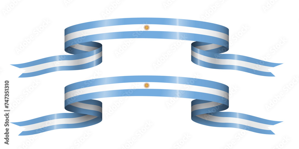 set of flag ribbon with colors of argentina for independence day celebration decoration