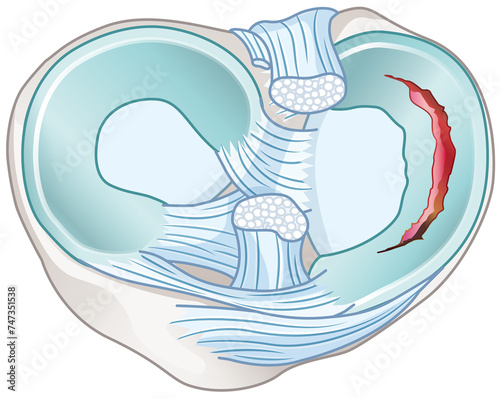Meniscus tears anatomy. Medically illustration photo