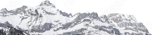 Isolated PNG cutout of a snowy mountain on a transparent background, ideal for photobashing, matte-painting, concept art	