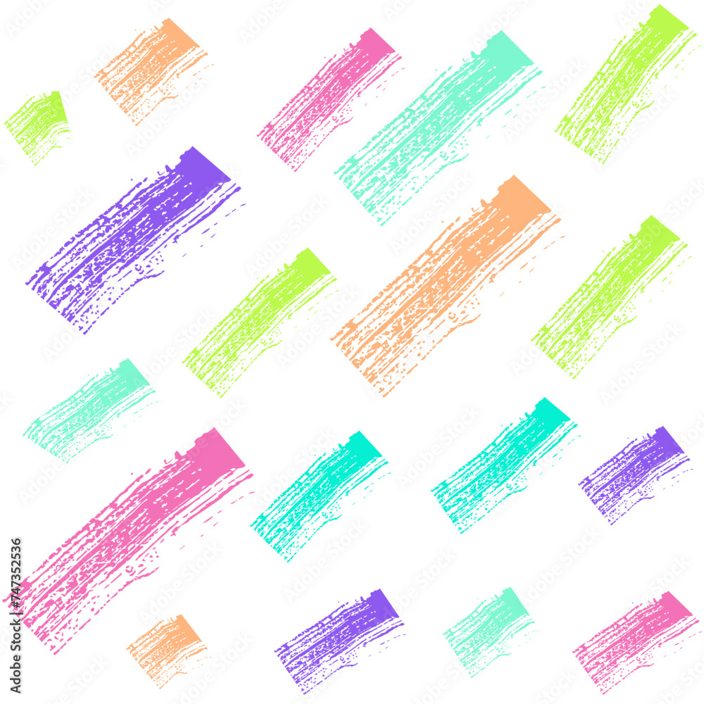 Naklejka premium Set of Brush drawn thick doodle lines. Colored grunge banner for your design. Abstract chalk painted stripes. ink splatter and artistic design elements. Dirty dry crayon paintbrush texture