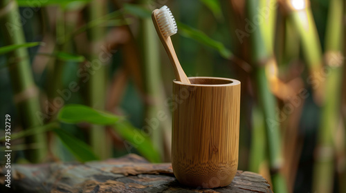 Sustainable Bamboo Toothbrush in Natural Setting