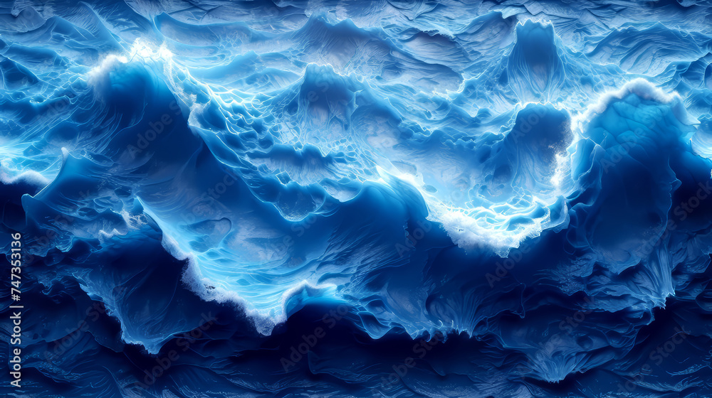 Abstract blue wavy background. Fantasy fractal texture. Digital art.