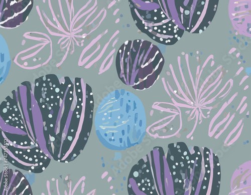 Vector seamless pattern. with purple and blue pastel, hand drawn