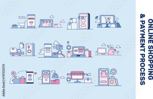 online shopping and payment processes Vector