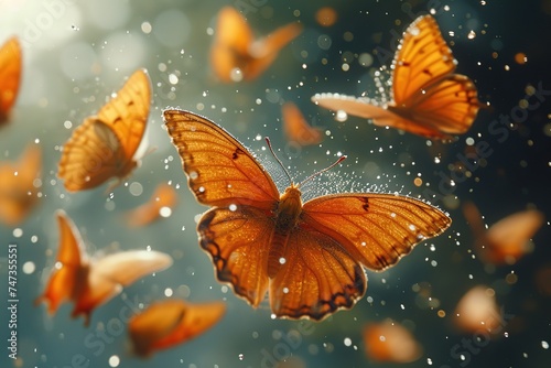 "Butterfly Migration Marvel" Capturing the awe-inspiring sight of butterfly migrations in a rural setting © Create image