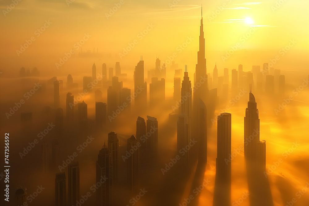 City skyline with sunset and sunrise views City skyline with sunset and sunrise views