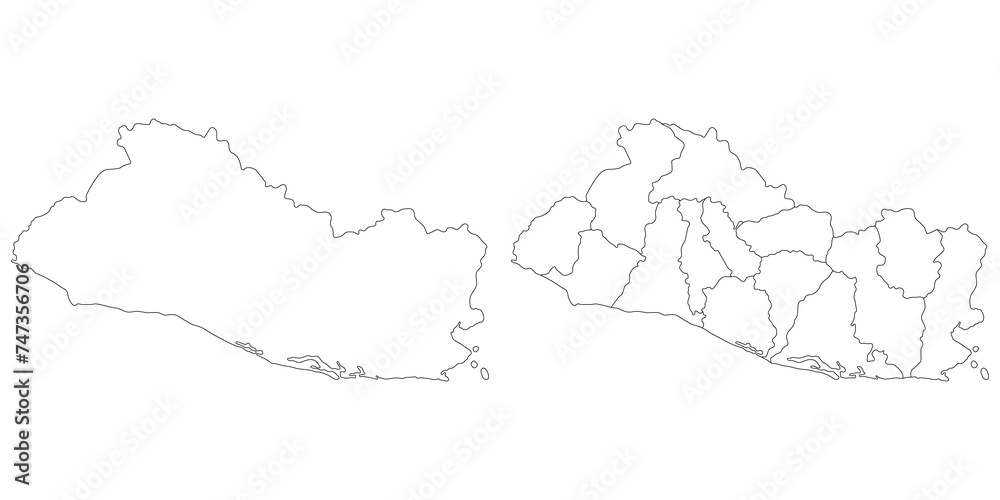 El Salvador map. Map of El Salvador in white set