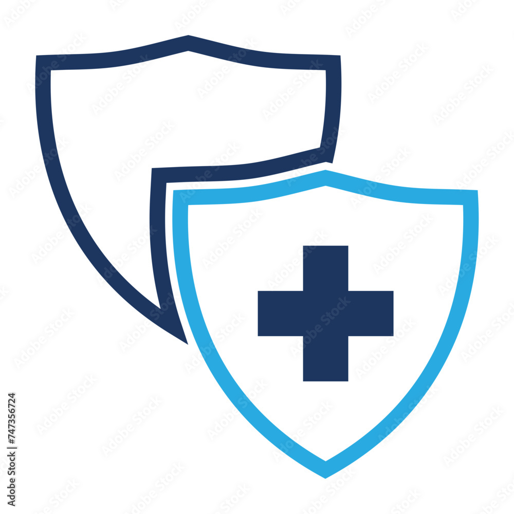 Fototapeta premium medical health protection shield with cross icon