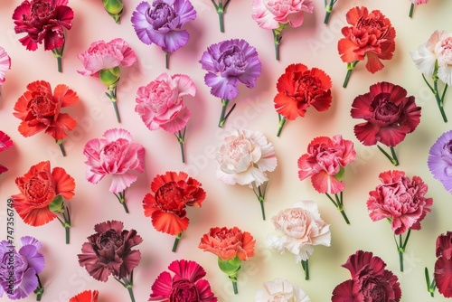 Array of Carnations in a Spectrum of Colors