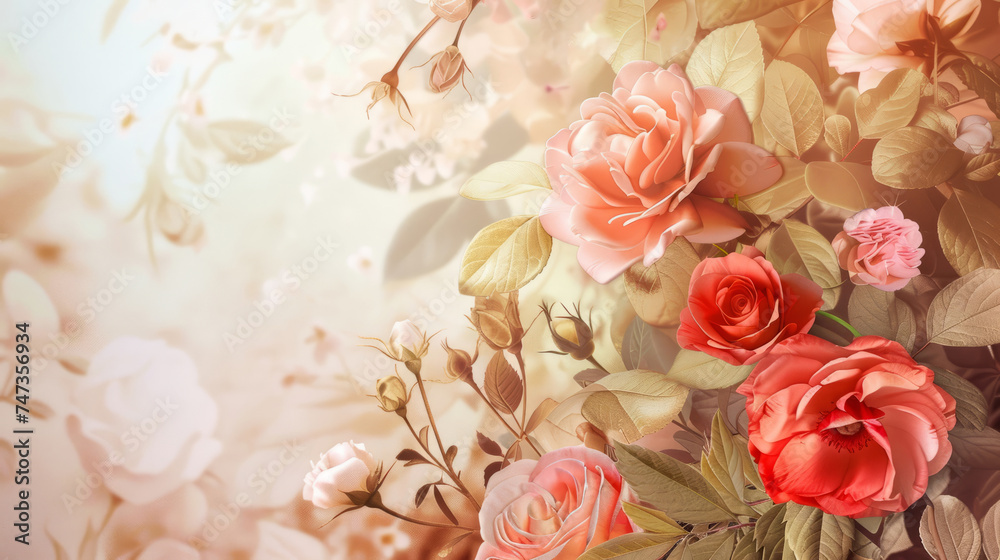 Soft Roses in Dreamy Pastel Floral Composition Soft Roses in Dreamy Pastel Floral Composition
