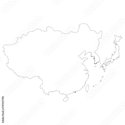 East Asia country Map. Map of East Asia