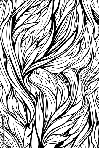 Monochrome Drawing of a Leaf, coloring page