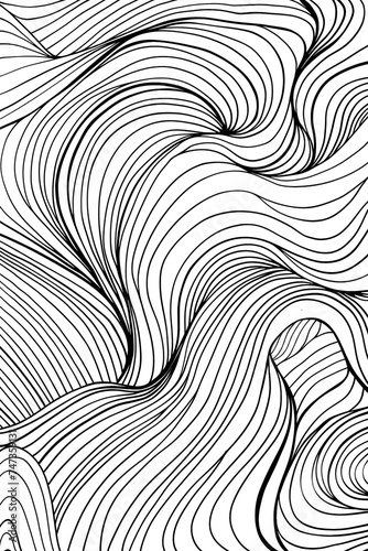 Black and White Drawing of Wavy Lines  coloring page