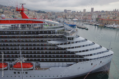 Cruiseship cruise ship liner Scarlet Lady in port - Kreuzfahrtschiff Valiant Lady im Hafen von Genua photo