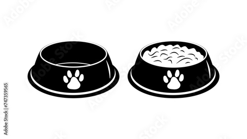 dog bowl, black isolated silhouette
