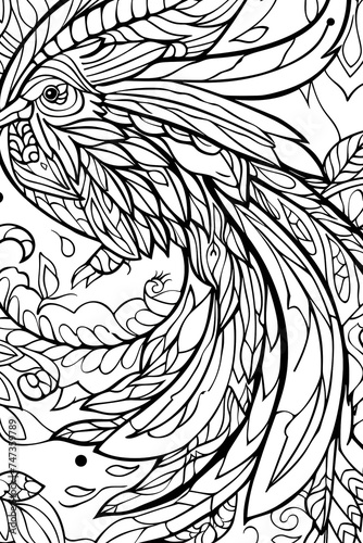 Black and White Drawing of a Bird  coloring page