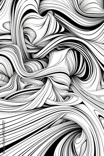 Abstract Black and White Background With Wavy Lines, coloring page