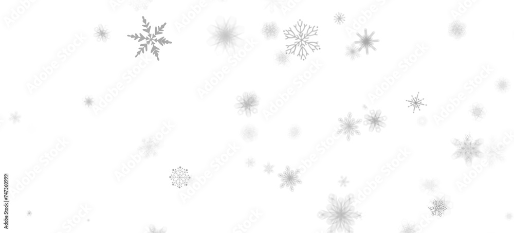Snowflake Whirlwind: Exquisite 3D Illustration of Descending Christmas Snowflakes in Motion